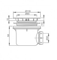 Roltechnik sifon vaničkový A49K chromovaný kov LUX pr.90 8100021